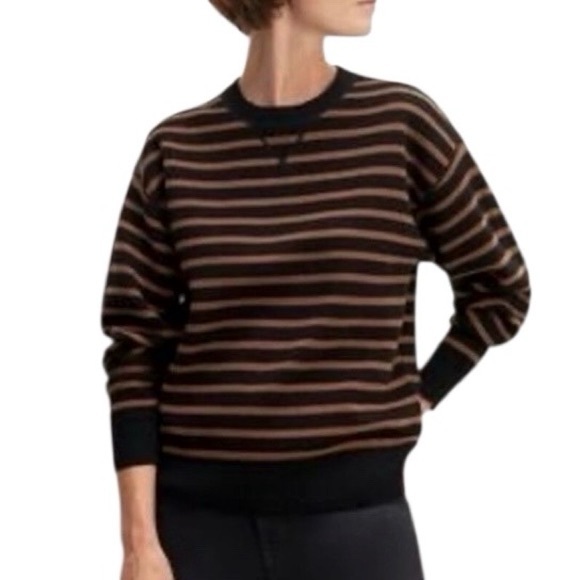 Everlane Sweaters - Everlane Black and Brown Striped Crewneck Sweater Medium